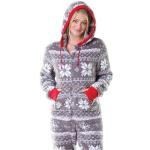 WEDGIE!! NWT Pajamagram Hoodie-Footie™ Nordic Fleece Womens Small (4-6) Tall